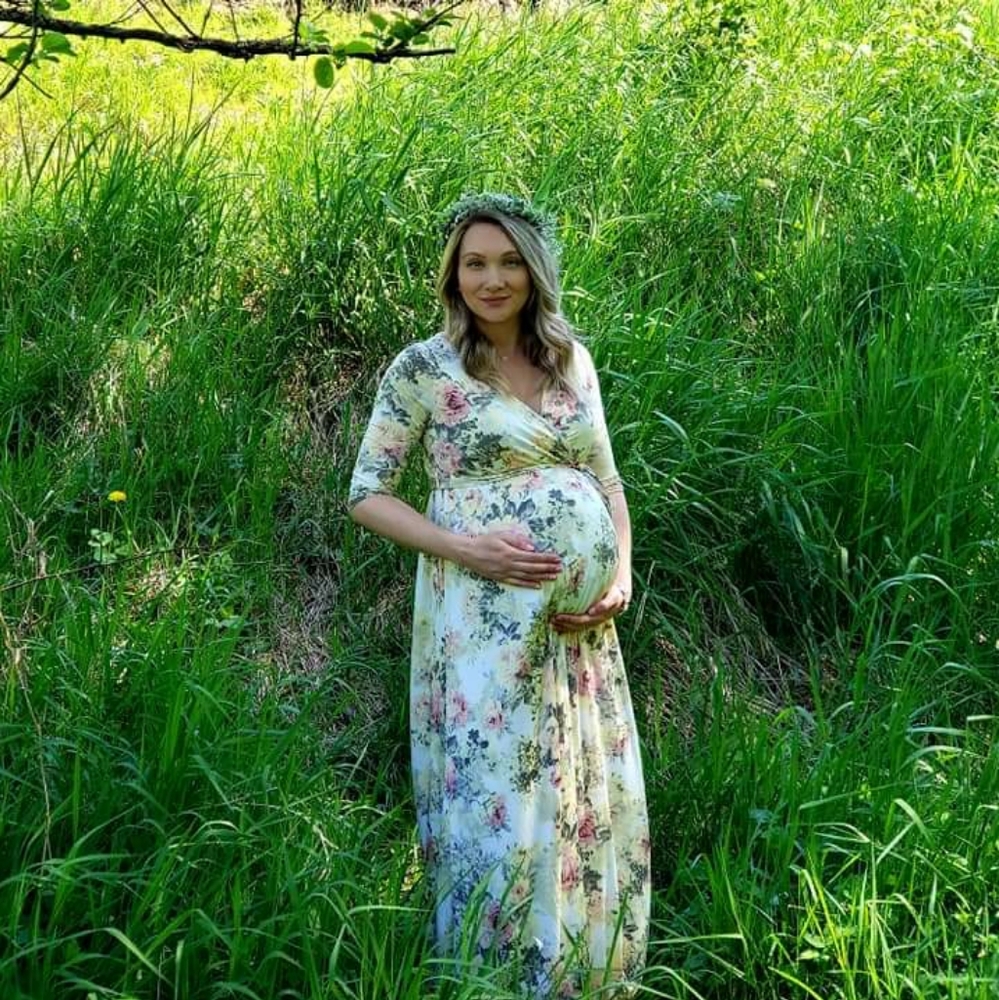 Ivory Floral Maxi Wrap Dress